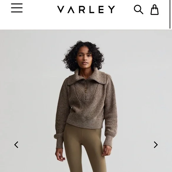 ISO Varley Mentone Half-Zip Knit Pullover - Dark Olive Speckle